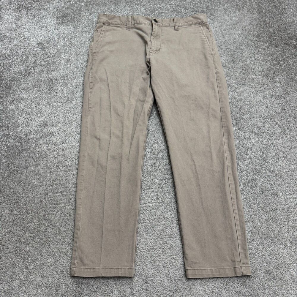 RVCA Hitcher Slim Cropped Chino Pants Mens 32 Khaki Brown Cotton Flat Front